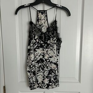 Express Black and White Lace Trim Camisole